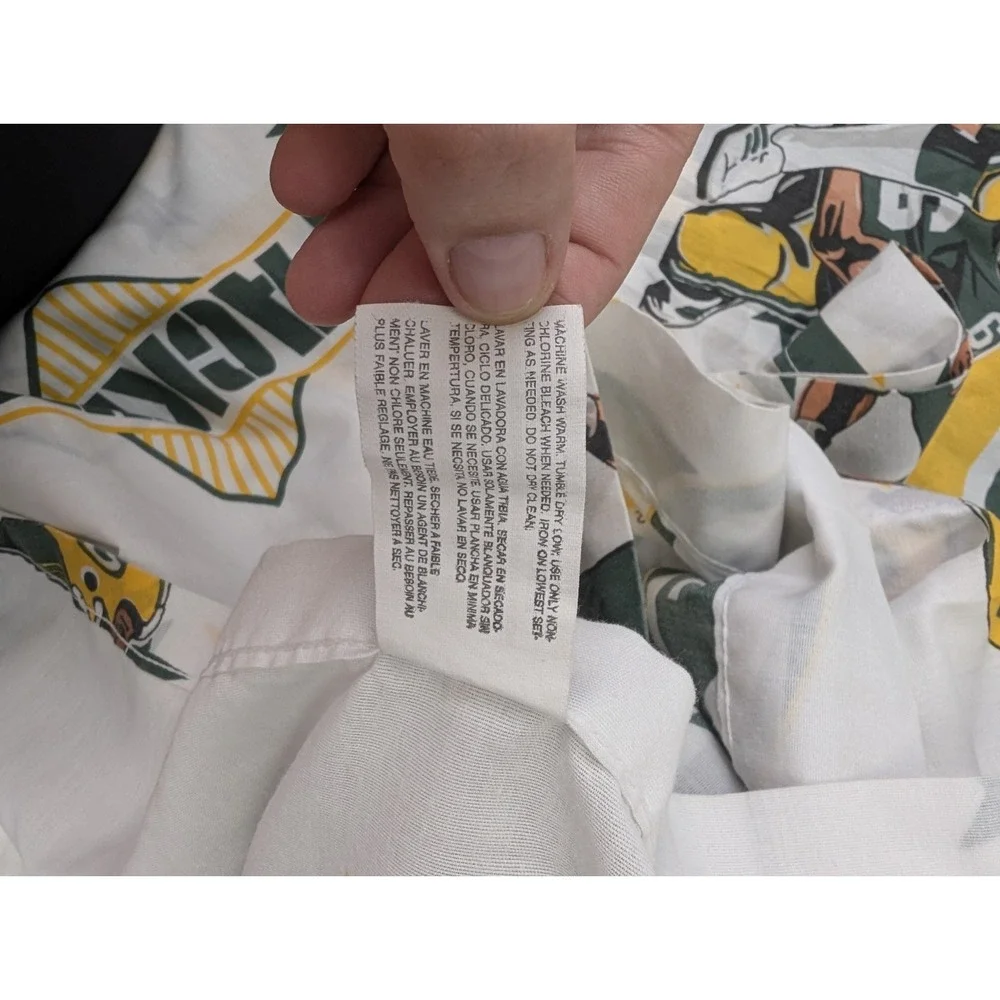 Vintage Green Bay Packers Twin Sheet Set Fitted Flat NFL Football 90s